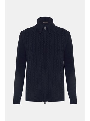 Vakko Zip-Up Thick Cardigan