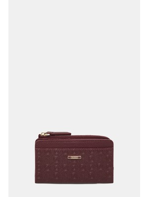 Vakko Burgundy Monogram Wallet