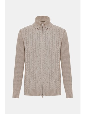 Vakko Zip-Up Thick Cardigan