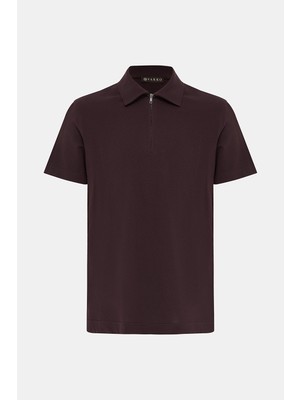 Vakko Zippered Polo Collar T-Shirt
