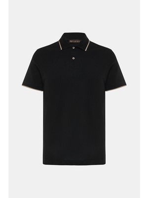 Vakko Buttoned Polo Collar Short Sleeve T-Shirt