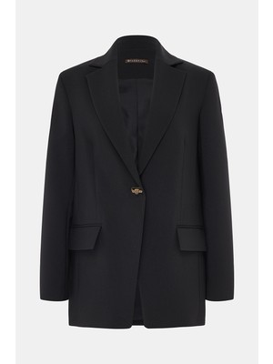 Vakko Black Double-Breasted Lapel Jacket