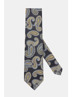 Vakko Mustard Paisley Pattern Silk Tie