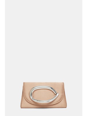 Vakko Beige Satin Bag