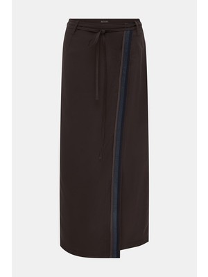 Vakko Brown Midi Skirt