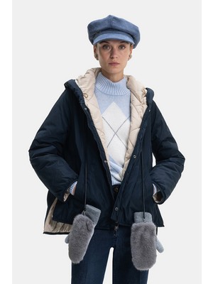 Vakko Navy Hooded Jacket