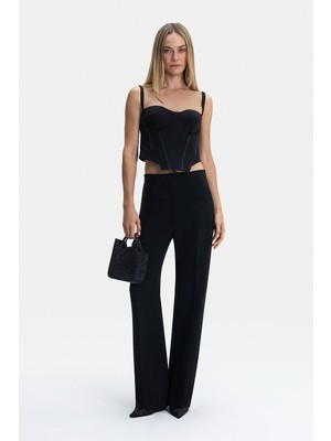Vakko Black Straight-Leg Trousers