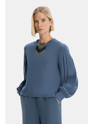 Vakko Blue Blouse