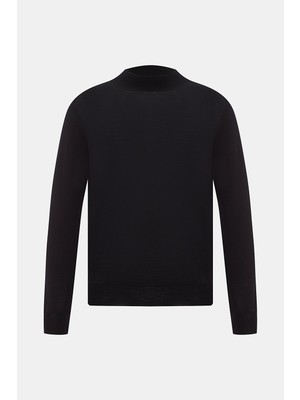 Vakko By Gran Sasso Mock Neck Wool Knit Sweater