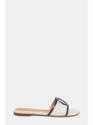 Santoni Santonı White Leather Slippers