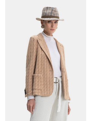Vakko Camel Knit Jacket