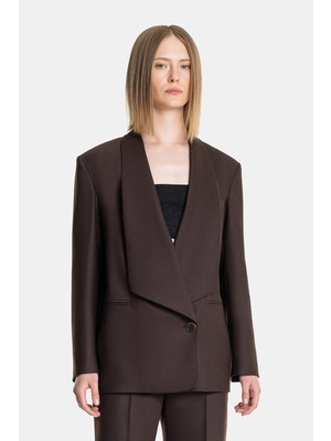 Vakko Brown Asymmetric Jacket