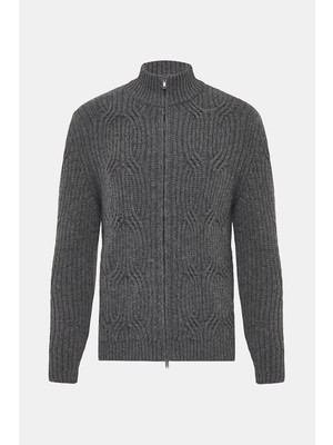 Vakko Zip-Up Knit Weave Cardigan