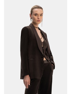 Vakko Brown Shawl Collar Jacket