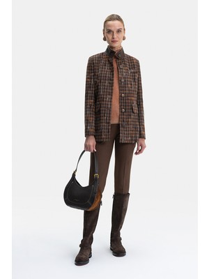 Vakko Reddish Brown Slim Leg Trousers