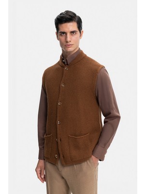 Vakko Stand Collar Knit Vest