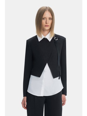 Vakko Black Asymmetric Jacket