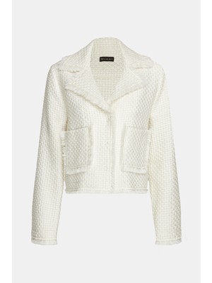 Vakko Ecru Textured Jacket