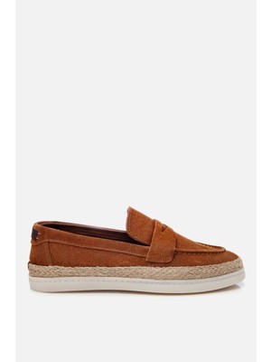 Yaya By Hotiç Erkek Deri Taba Süet Deri Hasır Detaylı Günlük Loafer