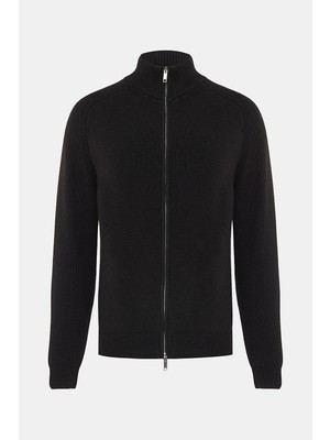 Vakko Zip-Up Knit Cardigan