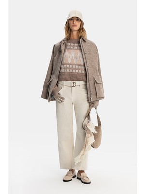 Vakko Ecru Velvet Trousers
