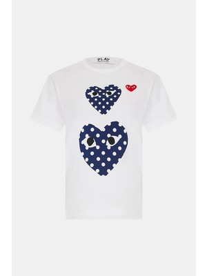 Comme Des Garçons Comme Des Garcons Play White Crew Neck Printed T-Shirt