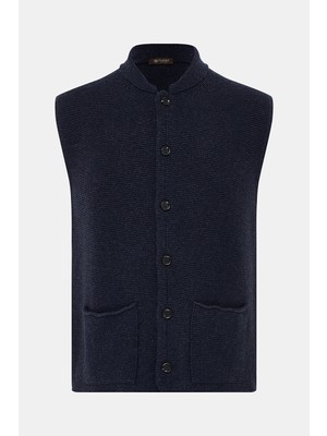 Vakko Stand Collar Knit Vest