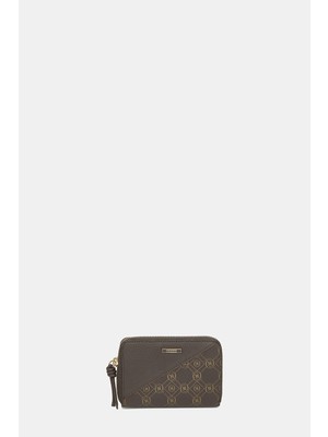 Vakko Brown Monogram Leather Wallet
