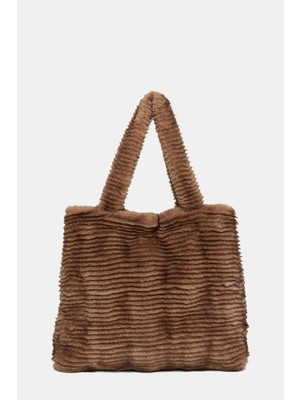 Vakko Brown Faux Fur Bag