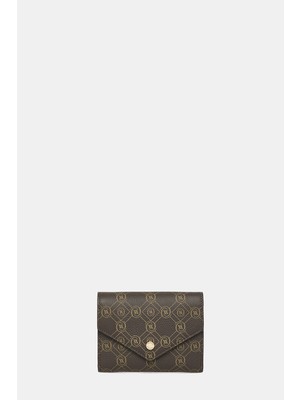 Vakko Brown Monogram Leather Wallet