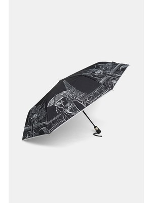 Guy De Jean Printed Black Umbrella