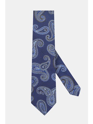 Vakko Saxe Blue Shawl Print Silk Tie