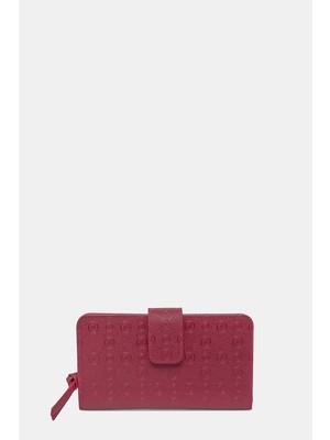 Vakko Burgundy Monogram Wallet
