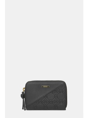 Vakko Black Monogram Leather Wallet