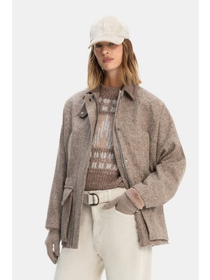 Vakko Beige Pea Coat