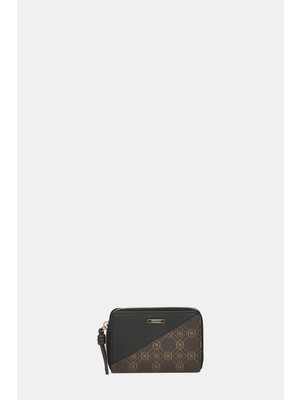 Vakko Brown Monogram Leather Wallet