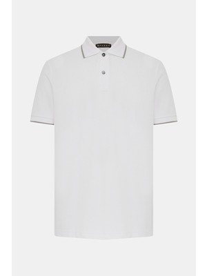 Vakko Buttoned Polo Collar Short Sleeve T-Shirt