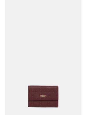 Vakko Burgundy Monogram Wallet