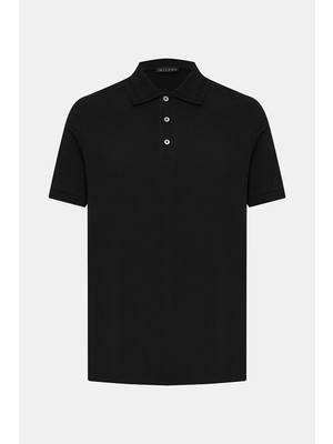 Vakko Buttoned Polo Collar Short Sleeve T-Shirt