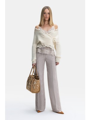Ermanno Scervino Ermanno Scervıno Beige Flannel Melange Straight Trousers