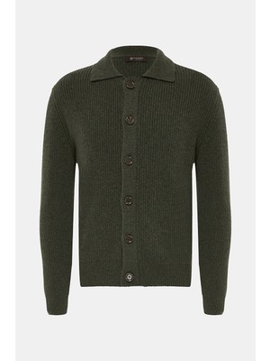 Vakko Collared Button-Up Cashmere Cardigan