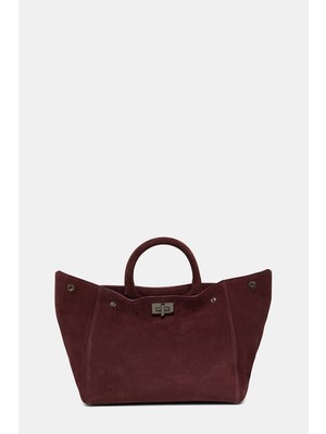 Vakko By Lorena Antonıazzı Burgundy Suede Bag