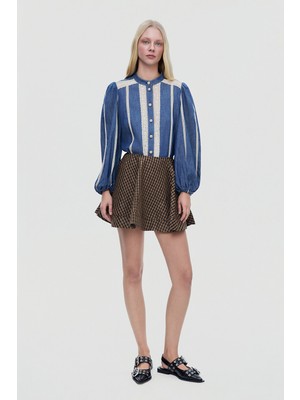 Ganni Gannı Light Brown Plaid Skirt