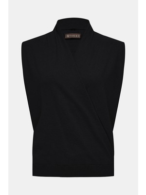 Vakko Black Sleeveless Blouse
