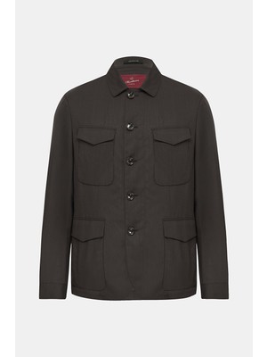 Vakko By Montecore Brown Cuffed Wool Sport Jacket