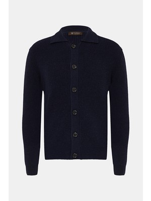 Vakko Collared Button-Up Cashmere Cardigan