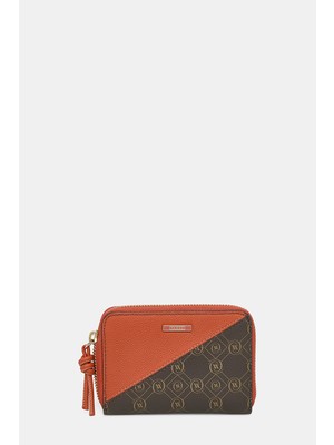 Vakko Brown Monogram Leather Wallet