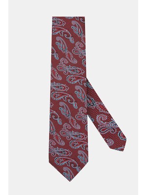 Vakko Red Paisley Patterned Silk Tie