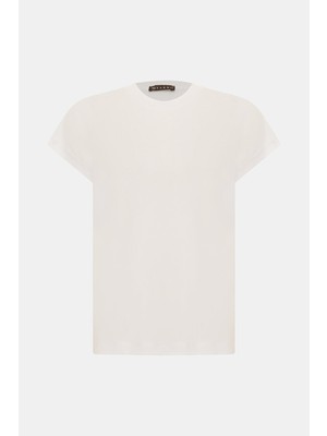 Vakko White Round Neck Short Sleeve T-Shirt
