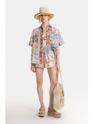 Vakko Multicolor Floral Shorts